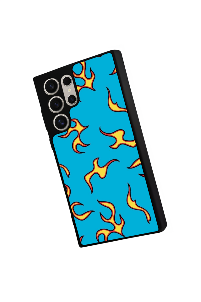 Samsung Galaxy S23 Ultra Uyumlu Retro Flame Patterns Tasarımlı Glossy Premium Kılıf
