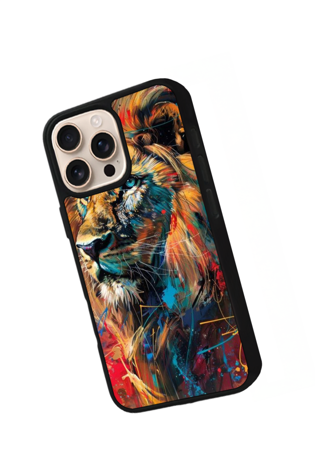 iPhone 15 Pro Uyumlu Aslan Tasarımlı Glossy Premium Kılıf