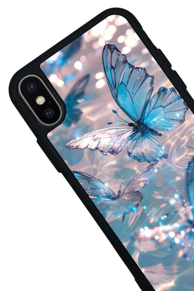 iPhone X/ XS Uyumlu Kelebek Tasarımlı Glossy Premium Kılıf