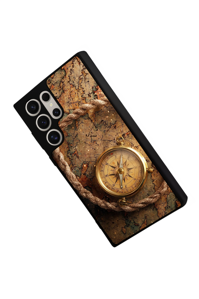 Samsung Galaxy S24 Ultra Uyumlu Pusula Tasarımlı Glossy Premium Kılıf