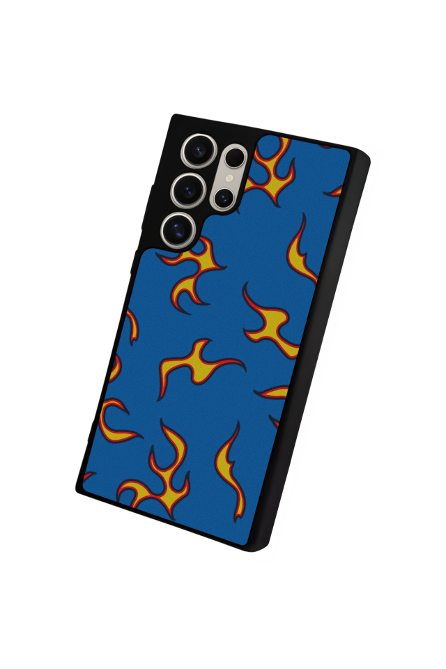 Samsung Galaxy S23 Ultra Uyumlu Retro Flame Patterns Tasarımlı Glossy Premium Kılıf