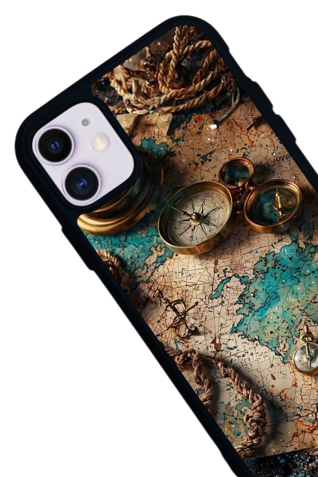 iPhone 11 Uyumlu Harita Tasarımlı Glossy Premium Kılıf