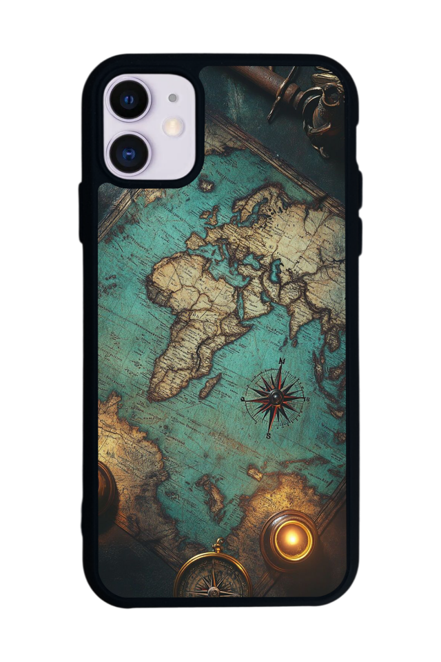 iPhone 11 Uyumlu Harita Tasarımlı Glossy Premium Kılıf