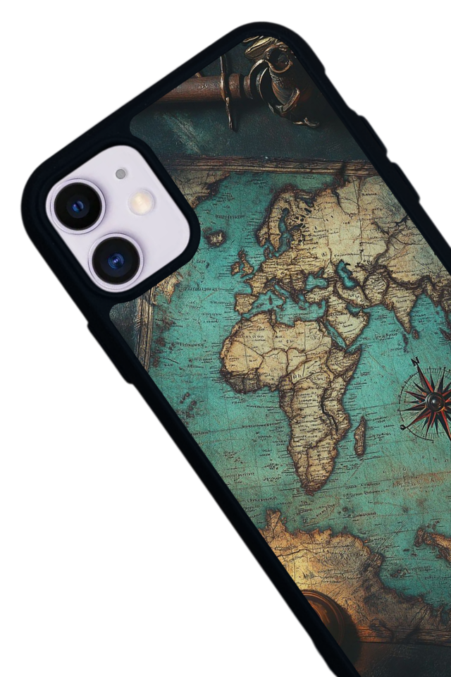iPhone 11 Uyumlu Harita Tasarımlı Glossy Premium Kılıf