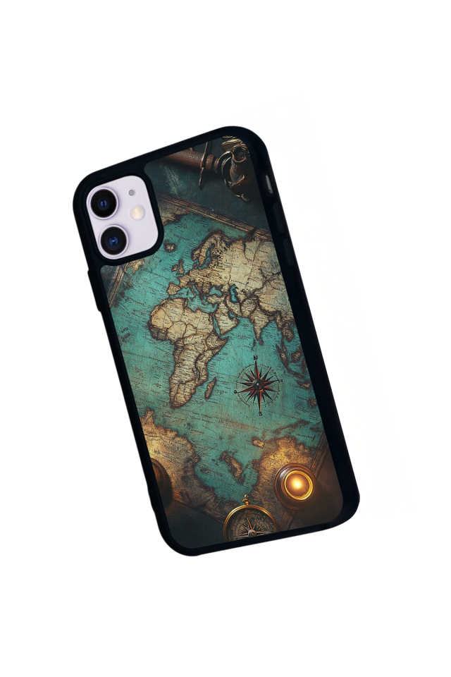 iPhone 11 Uyumlu Harita Tasarımlı Glossy Premium Kılıf