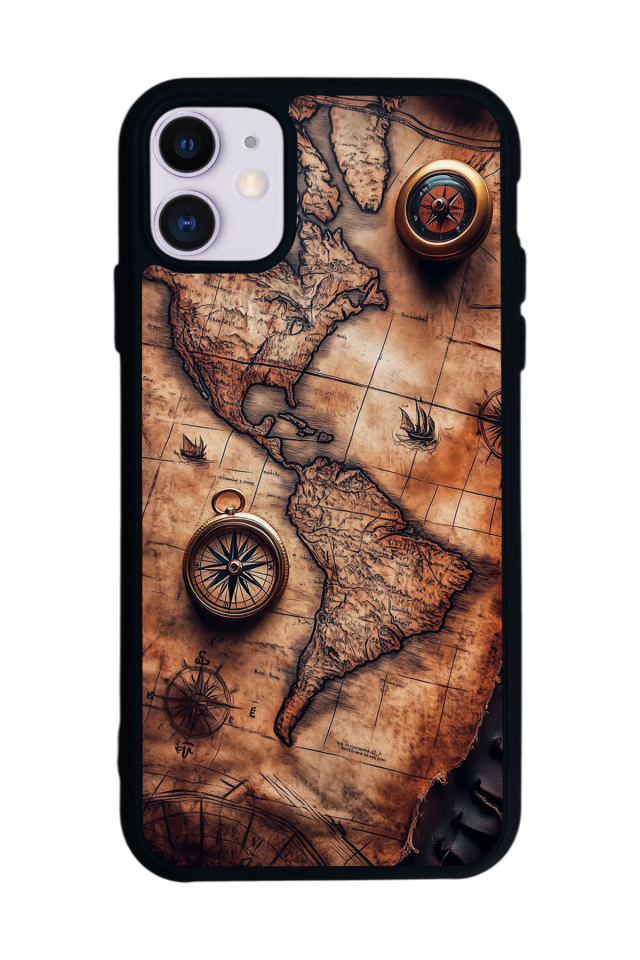 iPhone 11 Uyumlu Harita Tasarımlı Glossy Premium Kılıf