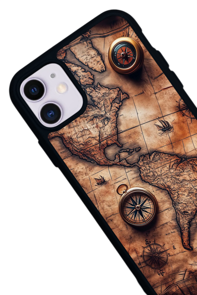 iPhone 11 Uyumlu Harita Tasarımlı Glossy Premium Kılıf