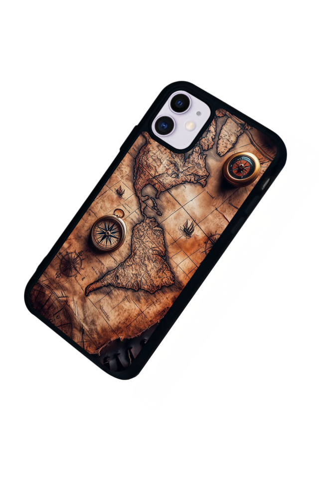 iPhone 11 Uyumlu Harita Tasarımlı Glossy Premium Kılıf