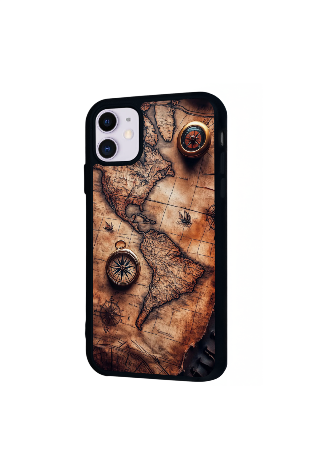 iPhone 11 Uyumlu Harita Tasarımlı Glossy Premium Kılıf