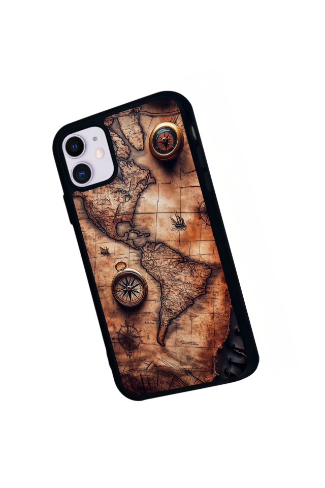 iPhone 11 Uyumlu Harita Tasarımlı Glossy Premium Kılıf