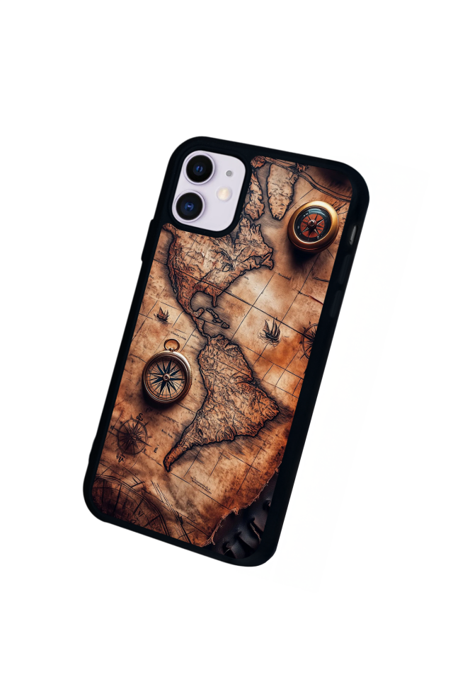 iPhone 11 Uyumlu Harita Tasarımlı Glossy Premium Kılıf