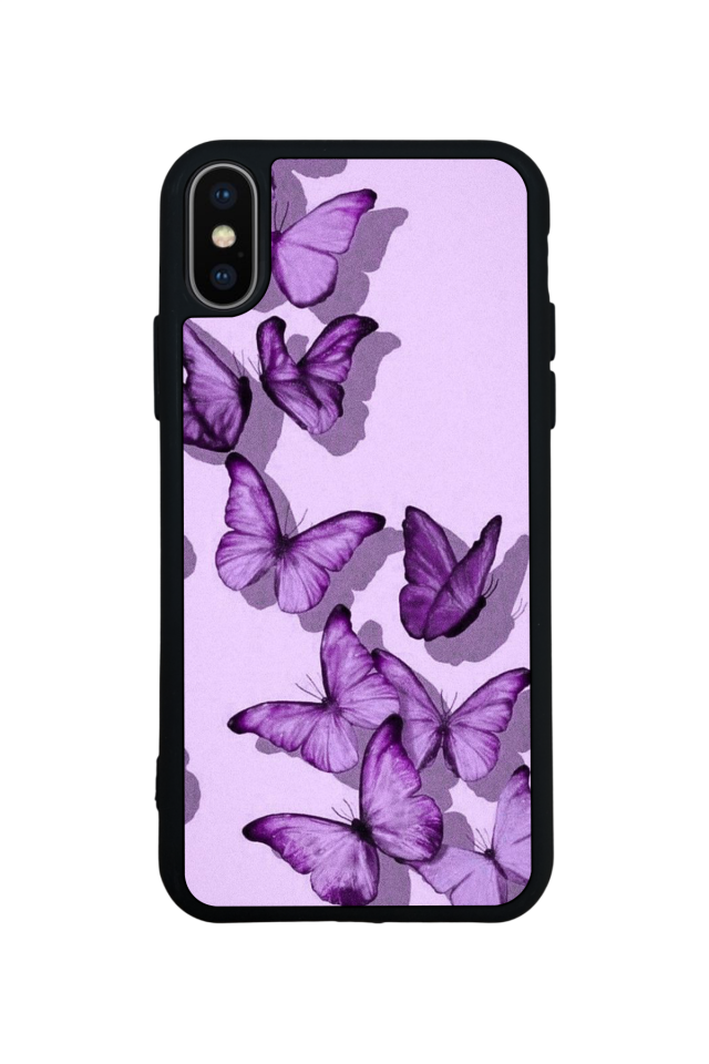 iPhone X/ XS Uyumlu Kelebek Tasarımlı Glossy Premium Kılıf