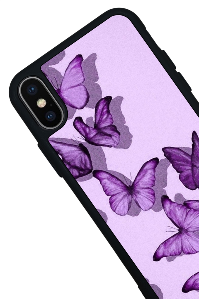 iPhone X/ XS Uyumlu Kelebek Tasarımlı Glossy Premium Kılıf