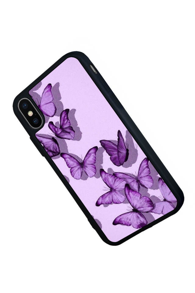 iPhone X/ XS Uyumlu Kelebek Tasarımlı Glossy Premium Kılıf