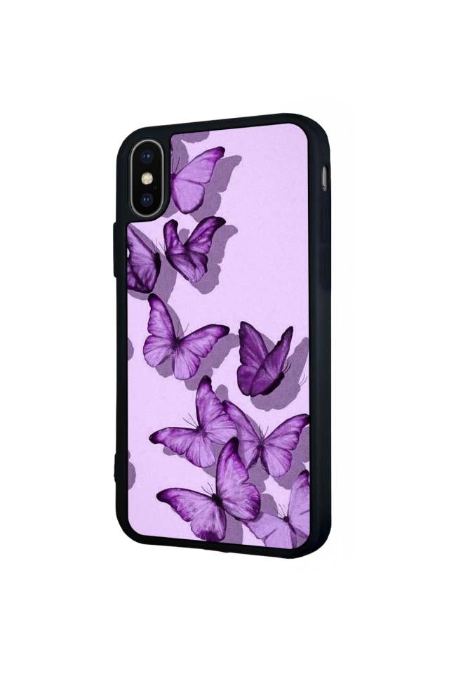 iPhone X/ XS Uyumlu Kelebek Tasarımlı Glossy Premium Kılıf