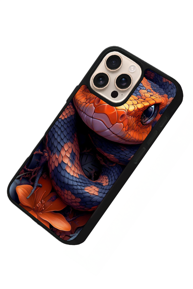 iPhone 14 Pro Uyumlu Yılan Tasarımlı Glossy Premium Kılıf