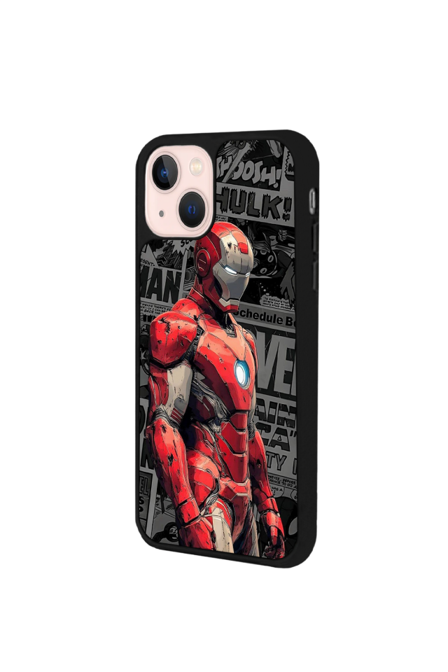 iPhone 13 Mini Uyumlu  Iron Man ( Demir Adam ) Tasarımlı Glossy Premium Kılıf