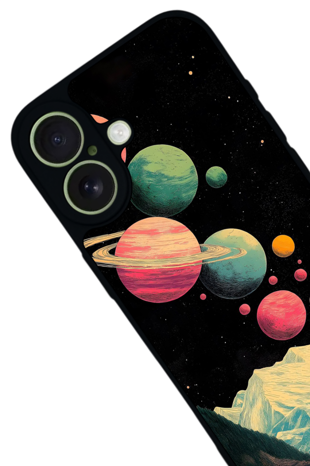 iPhone 17 Uyumlu Uzay Tasarımlı Glossy Premium Kılıf