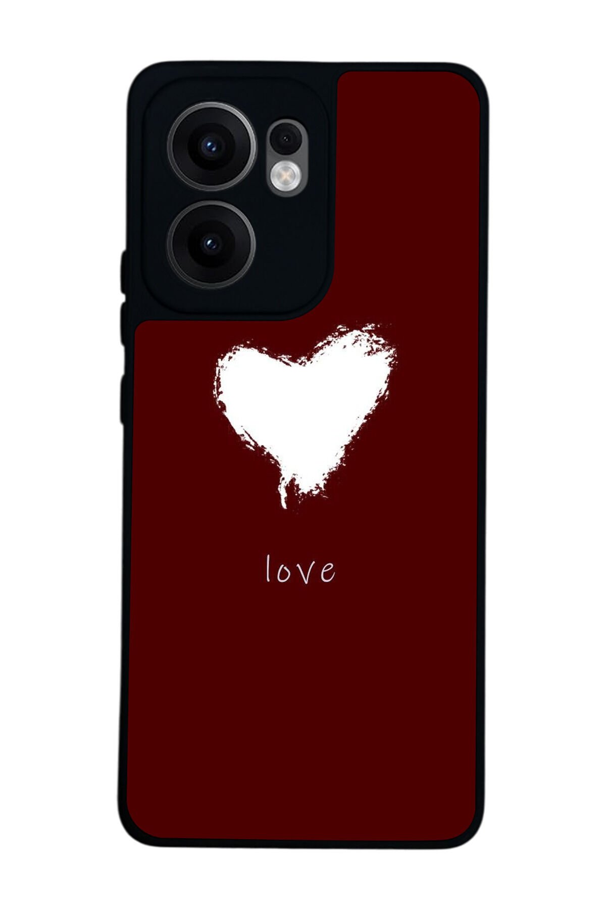 Oppo Reno 13F Uyumlu Kalp Love Tasarımlı Glossy Premium Kılıf