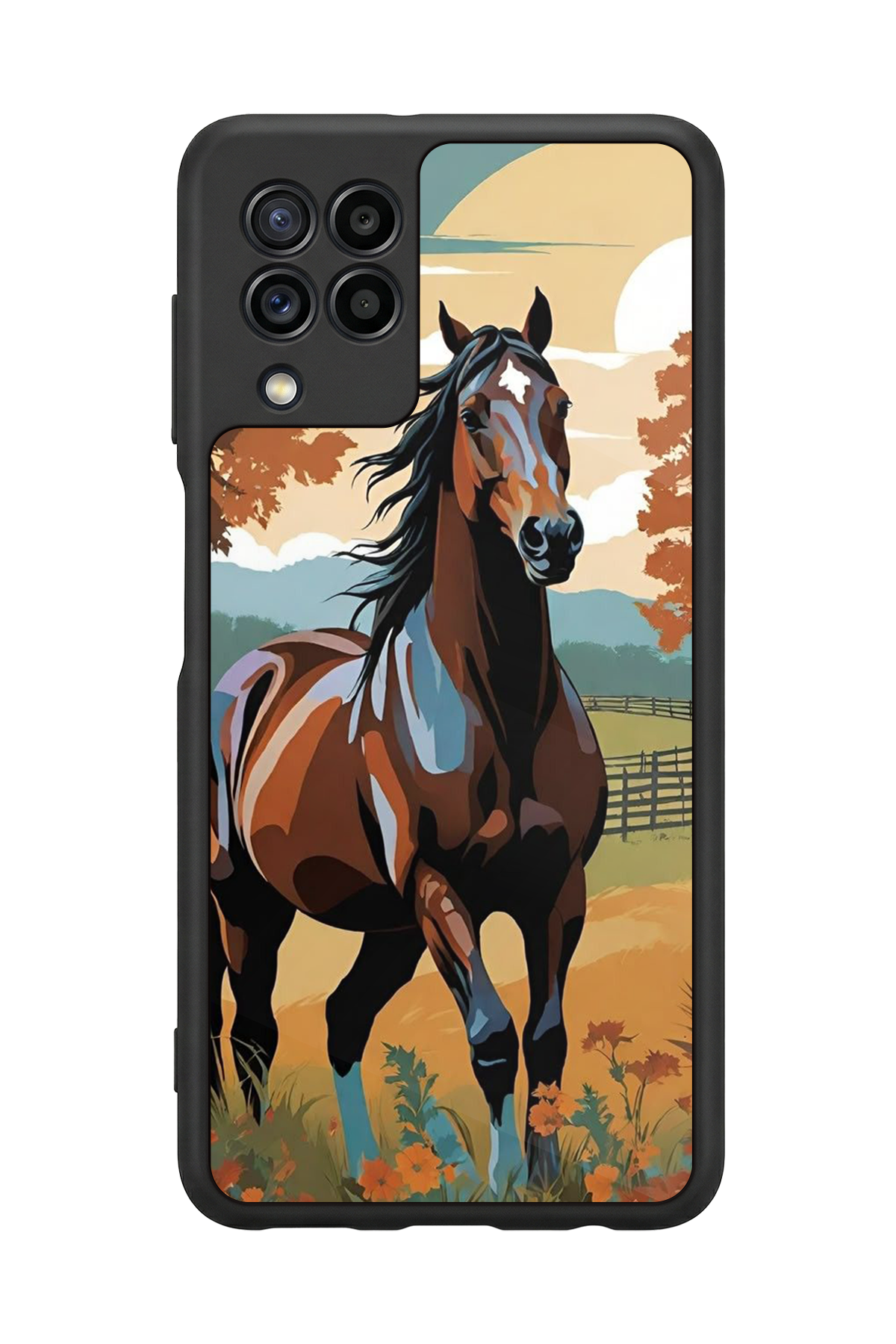 Samsung Galaxy M22 Uyumlu At Horse Tasarımlı Glossy Premium Kılıf