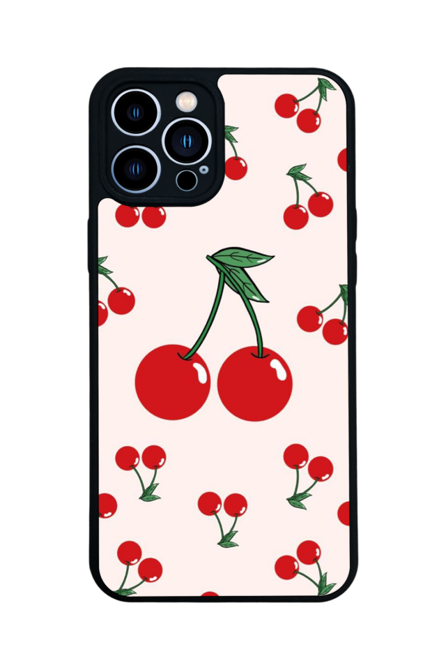 iPhone 13 Pro Max Uyumlu Kiraz Tasarımlı Glossy Premium Kılıf