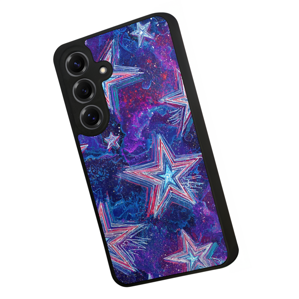 Samsung Galaxy S25 Uyumlu Retro Yildizlar Tasarımlı Glossy Premium Kılıf