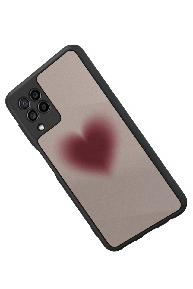 Samsung Galaxy M32 Uyumlu Kalp Love Tasarımlı Glossy Premium Kılıf
