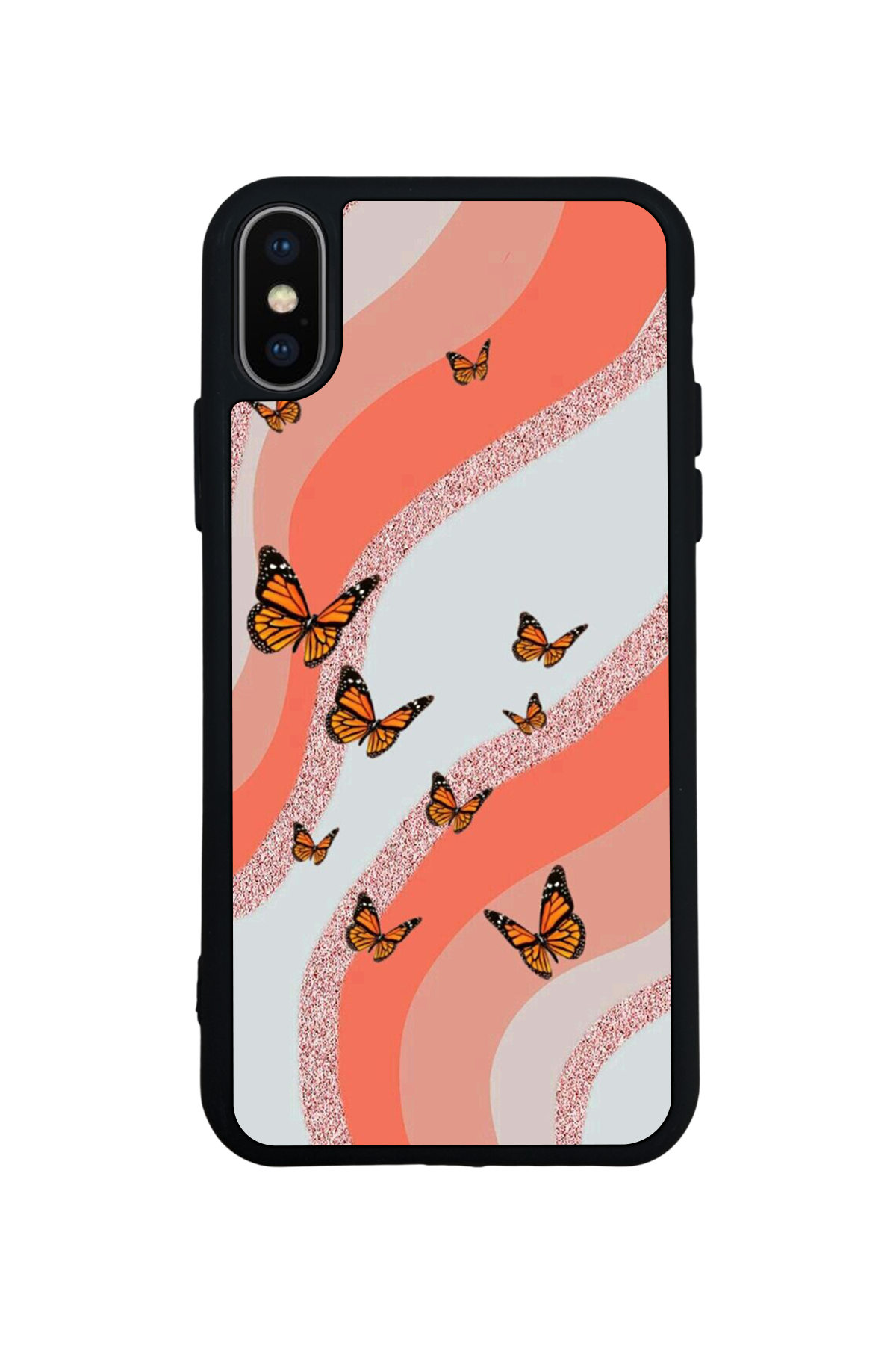 iPhone X/ XS Uyumlu Kelebek Tasarımlı Glossy Premium Kılıf