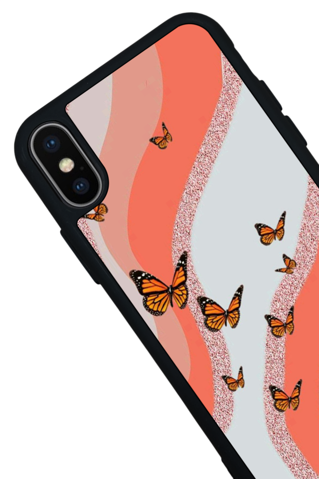 iPhone X/ XS Uyumlu Kelebek Tasarımlı Glossy Premium Kılıf