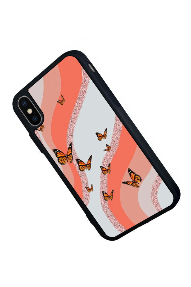 iPhone X/ XS Uyumlu Kelebek Tasarımlı Glossy Premium Kılıf