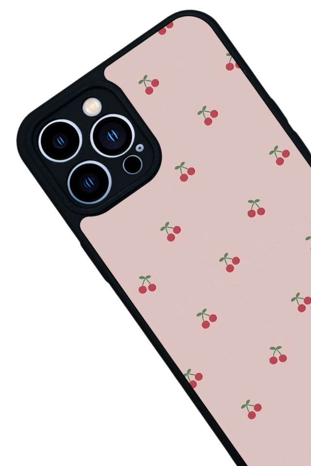 iPhone 13 Pro Max Uyumlu Kiraz Tasarımlı Glossy Premium Kılıf