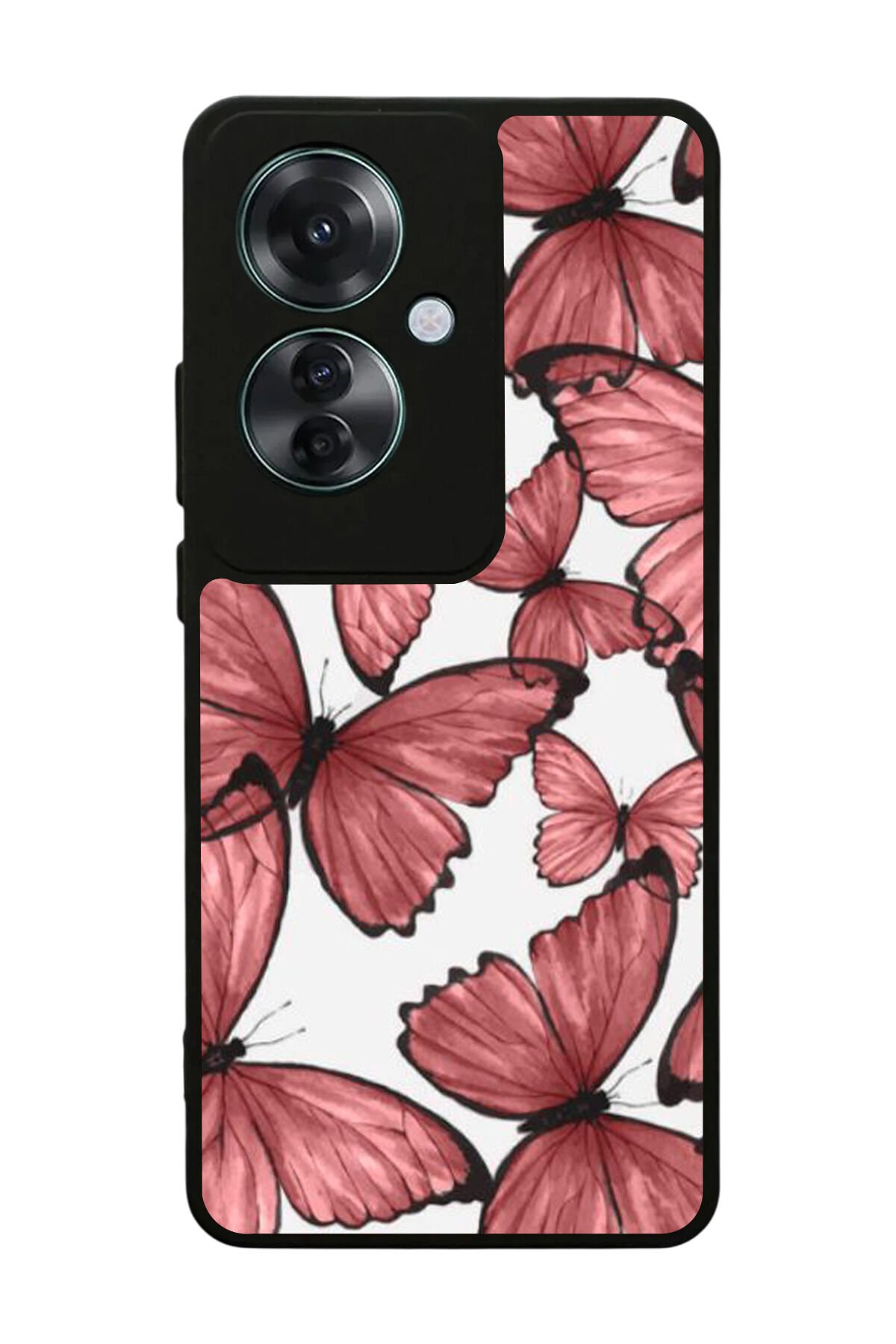 Oppo Reno 11F Uyumlu Kelebek Tasarımlı Glossy Premium Kılıf
