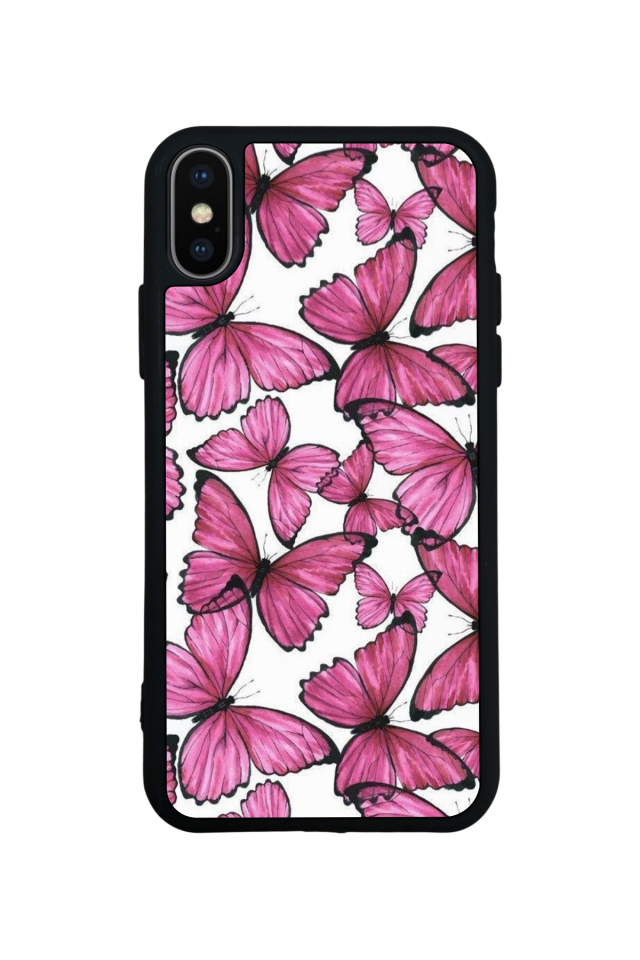 iPhone X/ XS Uyumlu Kelebek Tasarımlı Glossy Premium Kılıf