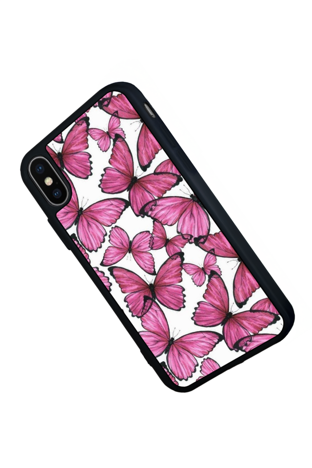 iPhone X/ XS Uyumlu Kelebek Tasarımlı Glossy Premium Kılıf