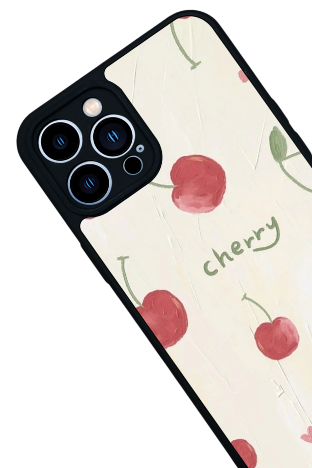 iPhone 13 Pro Max Uyumlu Kiraz Tasarımlı Glossy Premium Kılıf