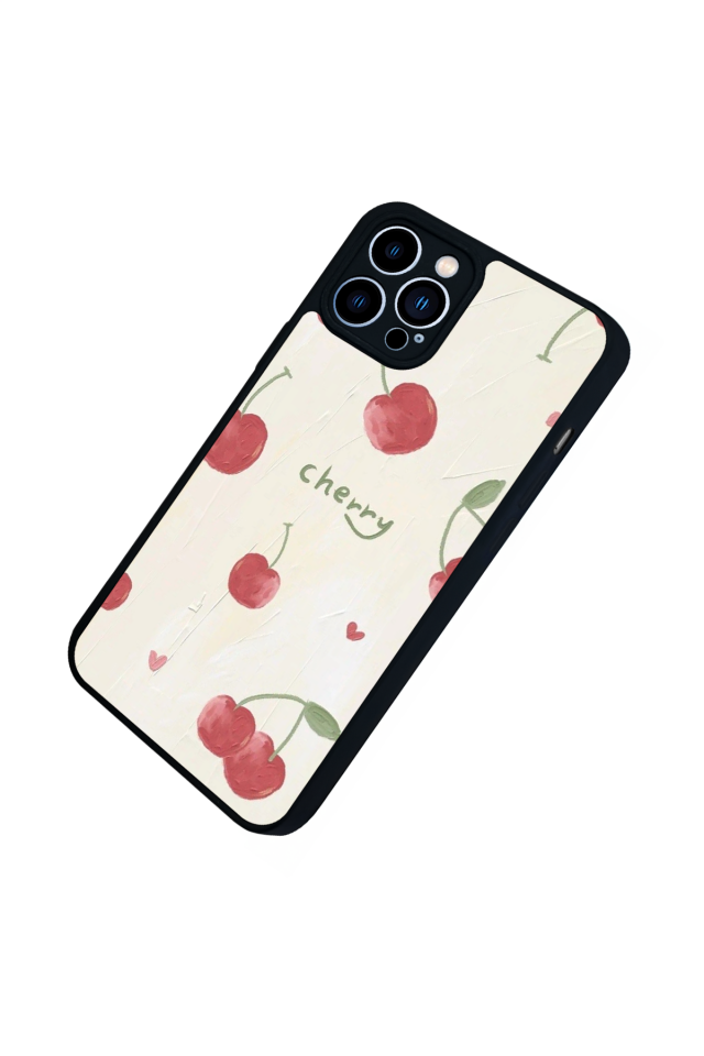 iPhone 13 Pro Max Uyumlu Kiraz Tasarımlı Glossy Premium Kılıf