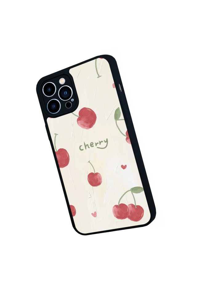iPhone 13 Pro Max Uyumlu Kiraz Tasarımlı Glossy Premium Kılıf