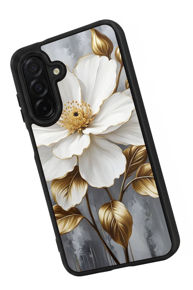 Samsung Galaxy A56 Uyumlu Yaldizli Cicek Tasarımlı Glossy Premium Kılıf