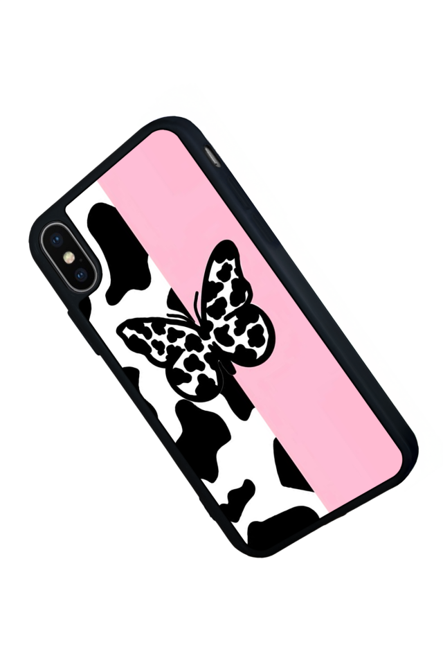 iPhone X/ XS Uyumlu Kelebek Tasarımlı Glossy Premium Kılıf