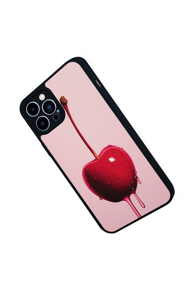 iPhone 13 Pro Max Uyumlu Kiraz Tasarımlı Glossy Premium Kılıf