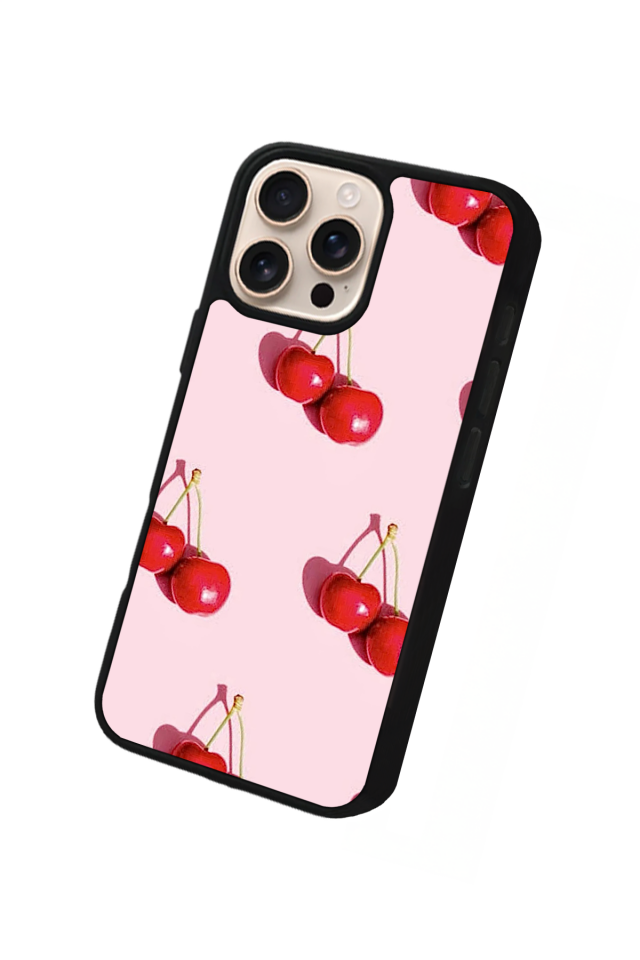 iPhone 14 Pro Max Uyumlu Kiraz Tasarımlı Glossy Premium Kılıf
