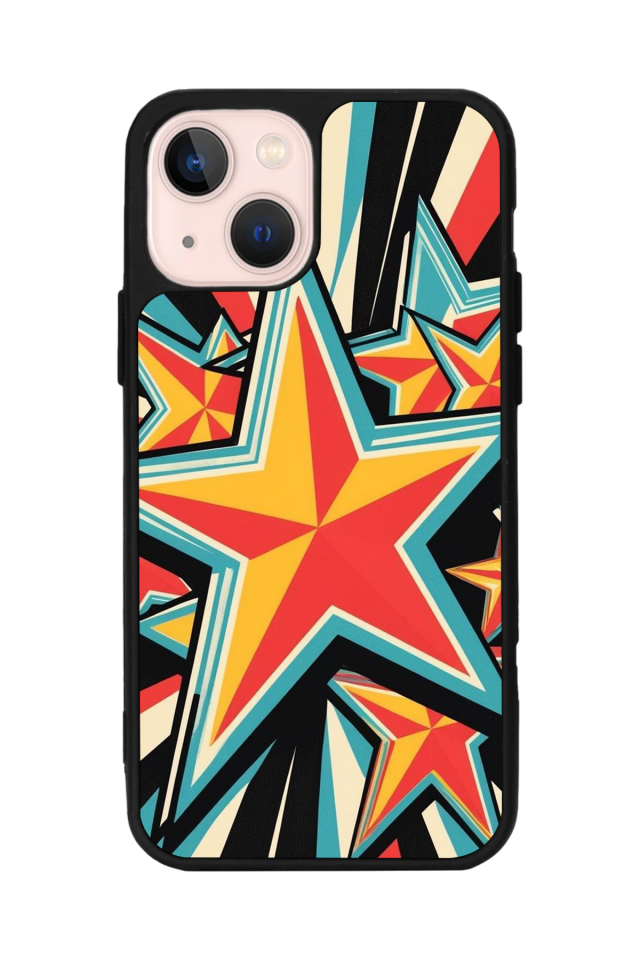 iPhone 13/14 Uyumlu Retro Yildizlar Tasarımlı Glossy Premium Kılıf