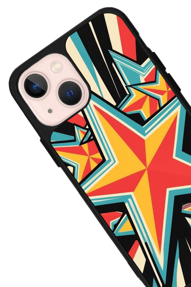 iPhone 13/14 Uyumlu Retro Yildizlar Tasarımlı Glossy Premium Kılıf