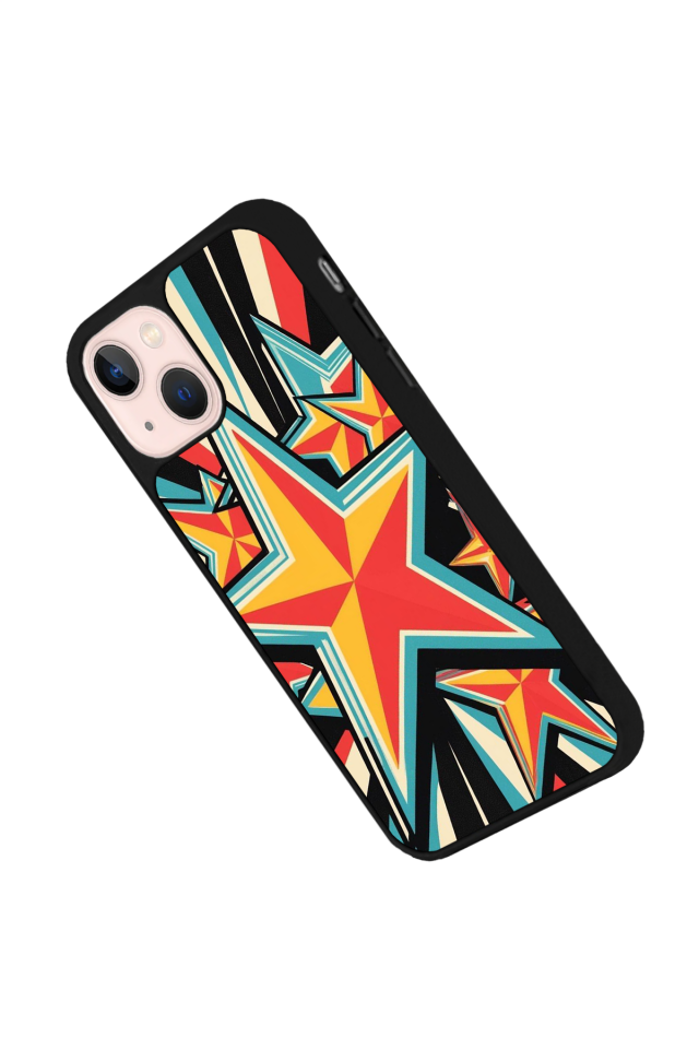 iPhone 13/14 Uyumlu Retro Yildizlar Tasarımlı Glossy Premium Kılıf