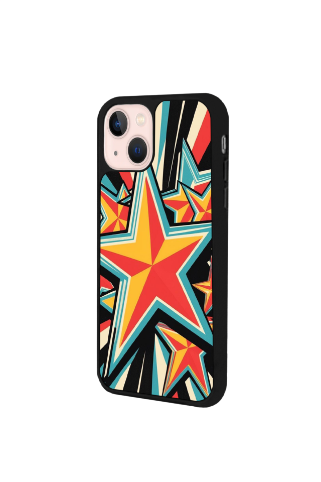 iPhone 13/14 Uyumlu Retro Yildizlar Tasarımlı Glossy Premium Kılıf