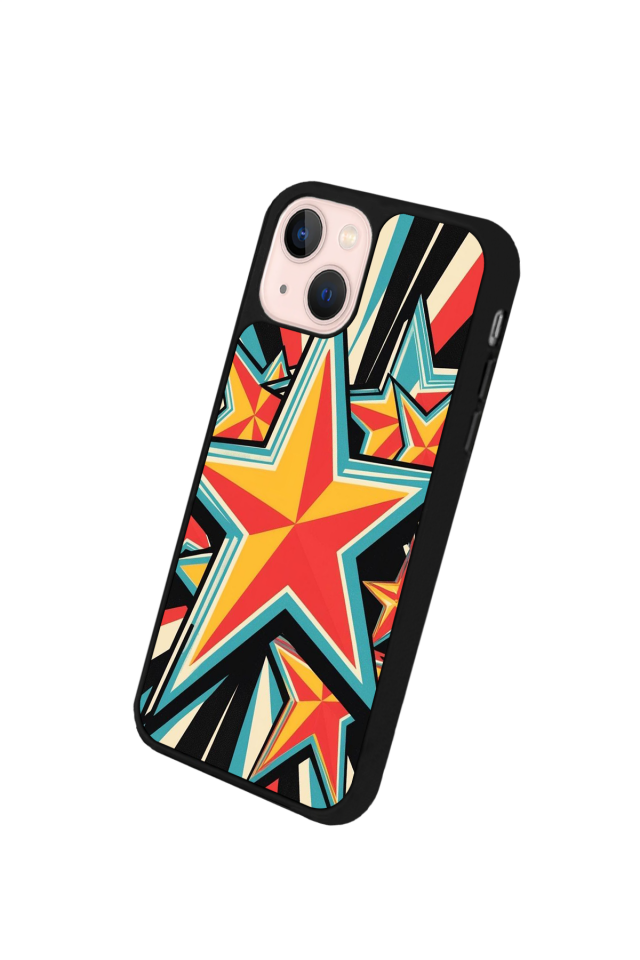 iPhone 13/14 Uyumlu Retro Yildizlar Tasarımlı Glossy Premium Kılıf