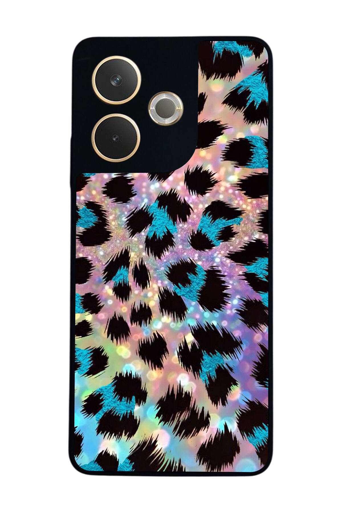 Oppo A5 Pro Uyumlu Hologram Leopar Tasarımlı Glossy Premium Kılıf