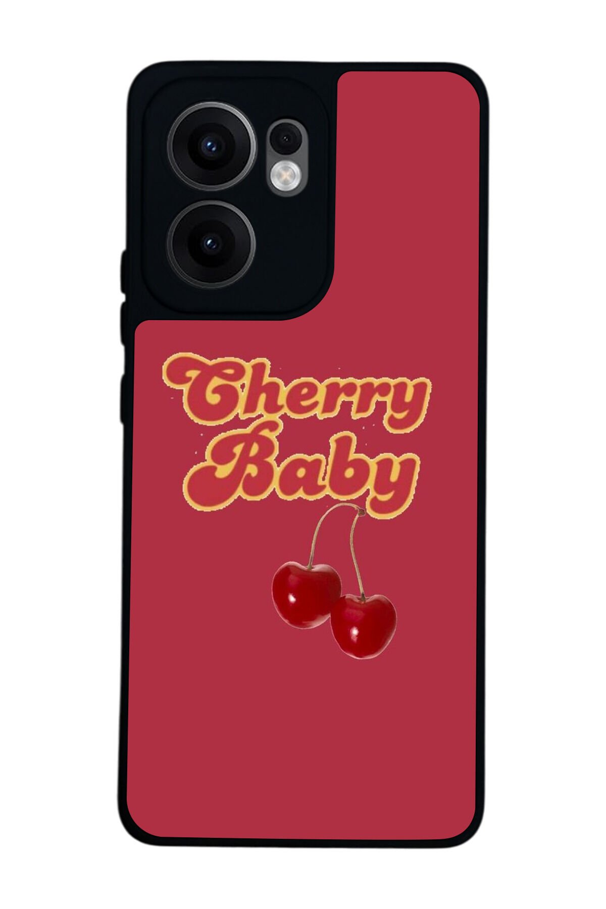 Oppo Reno 13F Uyumlu Kiraz Tasarımlı Glossy Premium Kılıf