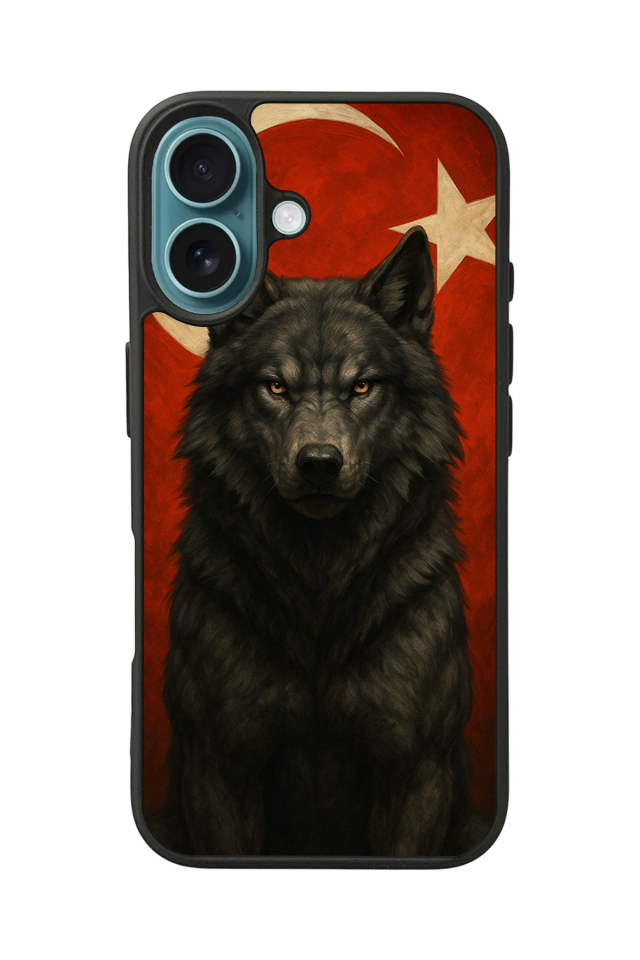 iPhone 16 Uyumlu Bozkurt Tasarımlı Glossy Premium Kılıf