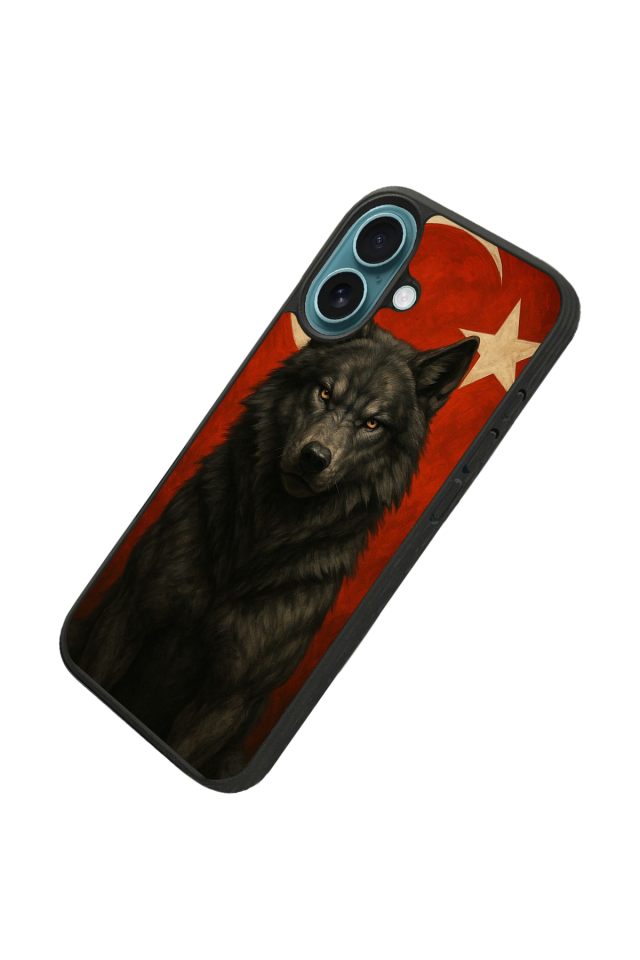 iPhone 16 Uyumlu Bozkurt Tasarımlı Glossy Premium Kılıf